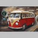 Metallbild - VW-Bus classic rot NEU